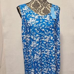 Draper James Sun Dress Size Large XL Tunic Womans Blue White Floral Soft Casual